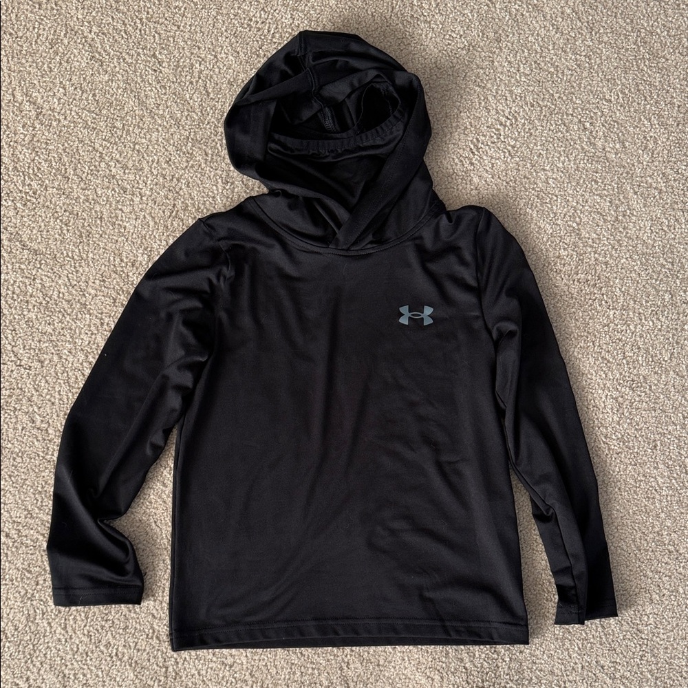 Under Armour Jet Black Cold Gear Pullover Hoodie with Mouth Covering